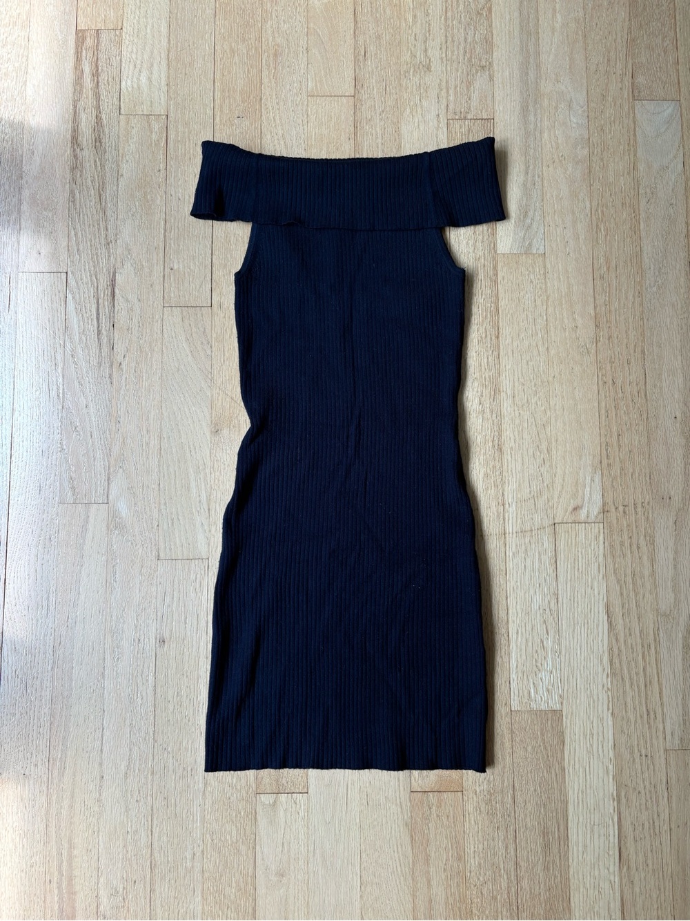 by the way. Navy Off-Shoulder Ribbed Knit Mini Dress